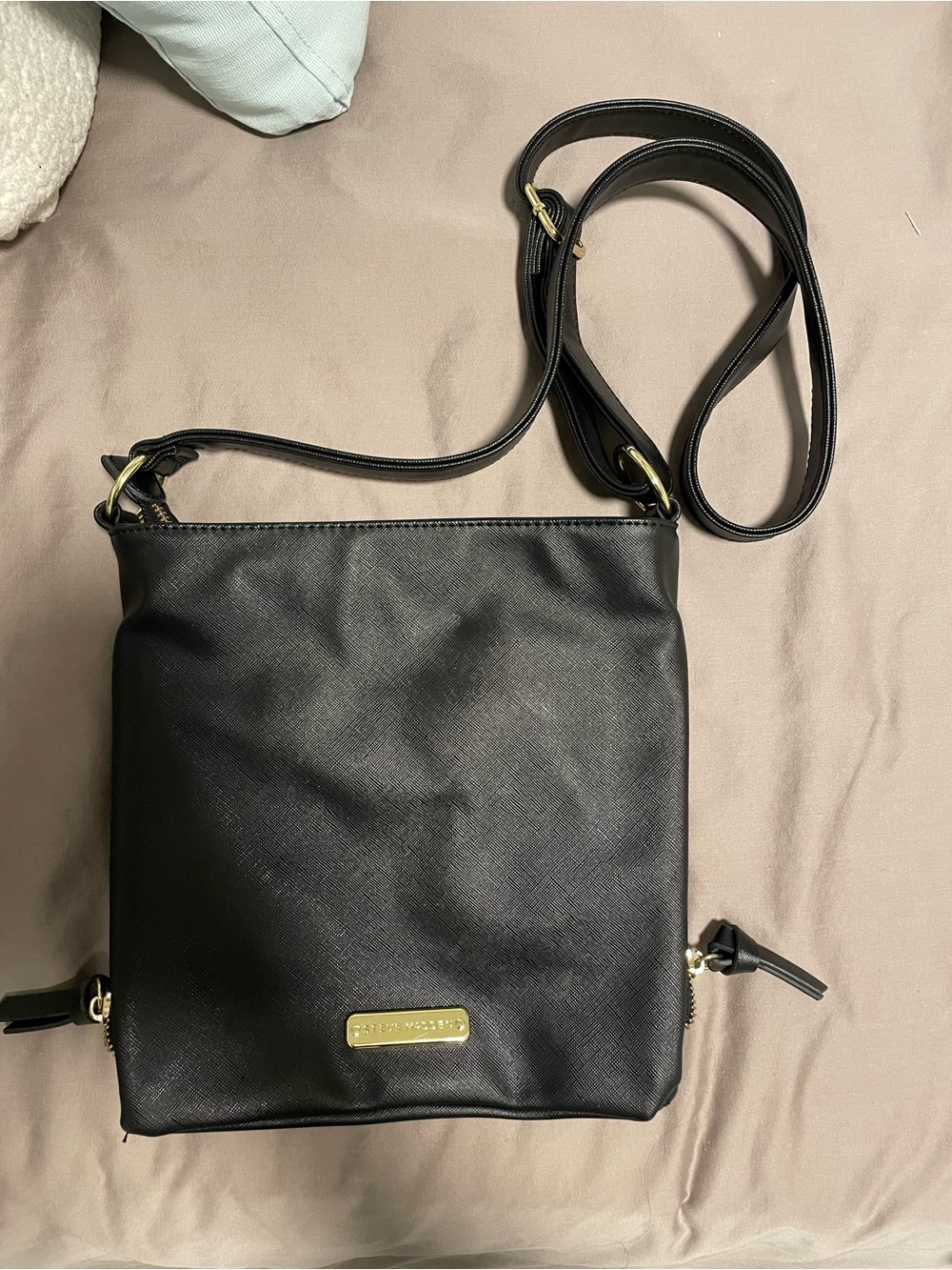Steve Madden Black Crossbody Bag with Gold Accents